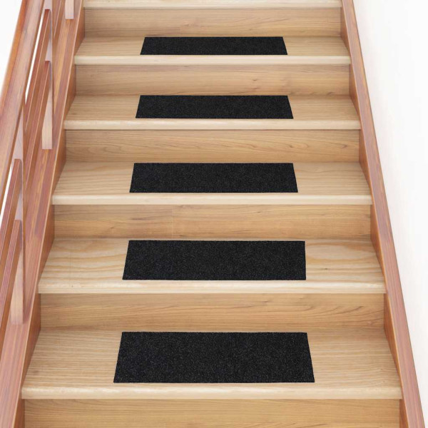 Alfombrillas escaleras autoadhesivas 30uds negro 60x25 cm D