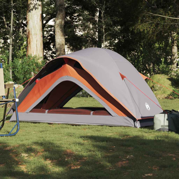 Tenda de campismo p/ 1 pessoa impermeável cinzento e laranja M 4