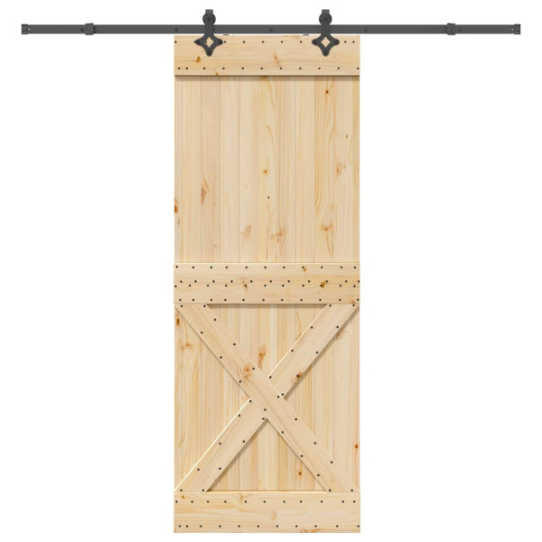 Puerta corredera con herrajes madera maciza de pino 85x210 cm D