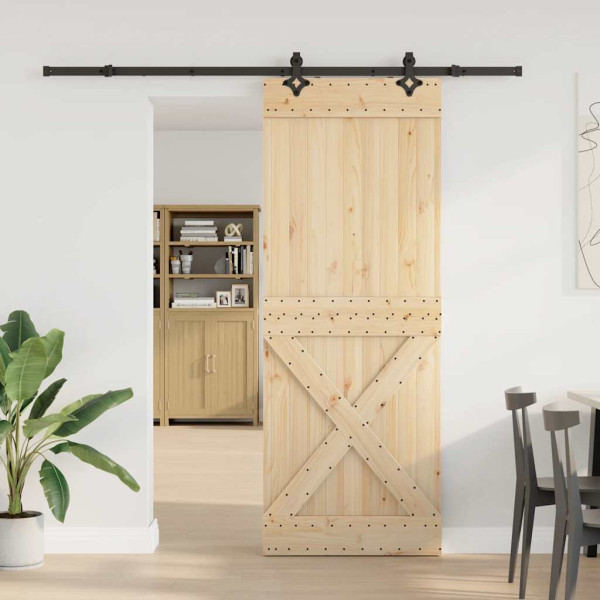 Puerta corredera con herrajes madera maciza de pino 85x210 cm M 2