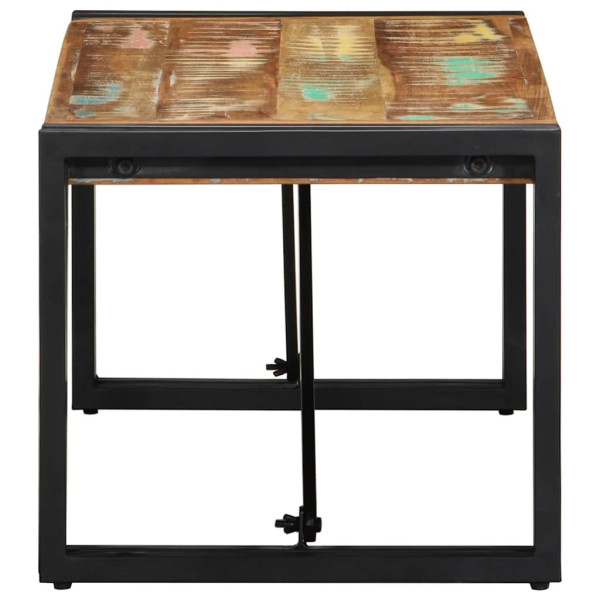 Mesa de centro multicolor 80x40x35 cm madera maciza reciclada M 3