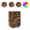 Mesa de cabeceira c/ luzes LED 38x34x65 cm carvalho fumado 2