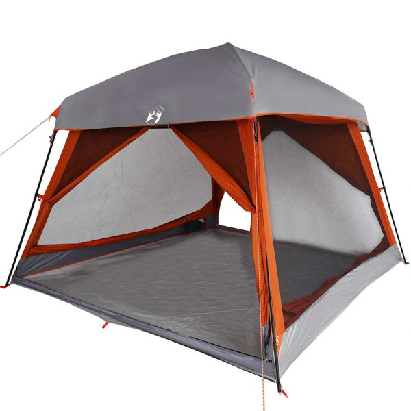 Tienda de campaña familiar 6 personas impermeable gris naranja M 3