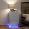 Mesa de cabeceira com luzes LED 38x34x65 cm branco 1