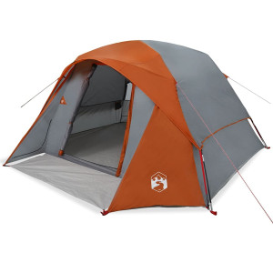 Tenda de campismo cabana p/ 4 pessoas impermeável cinza/laranja H