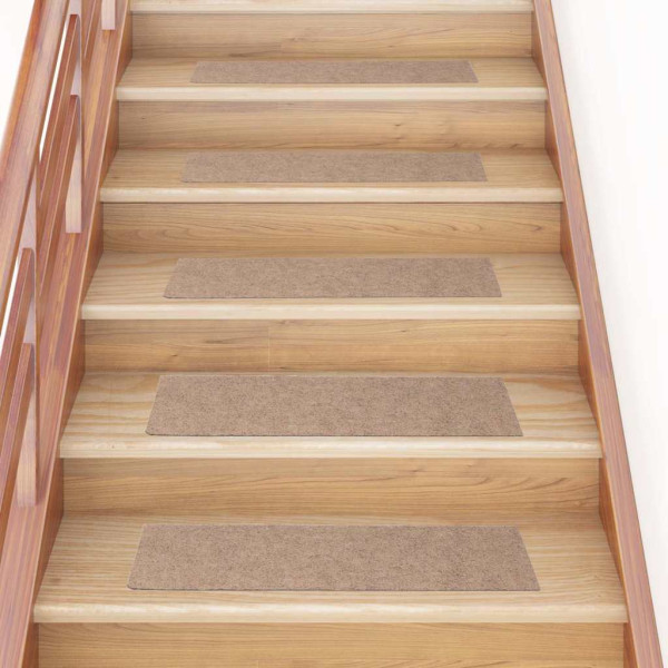 Alfombrillas escaleras autoadhesivas 30uds marrón claro 76x20cm D