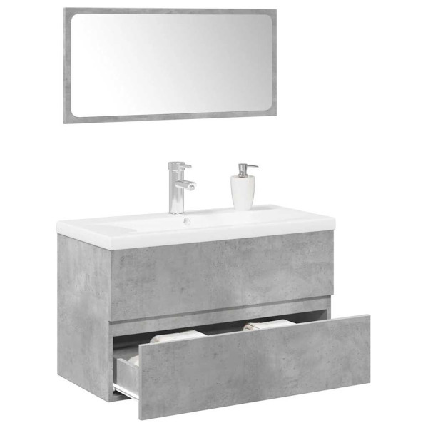 Set muebles de baño 2 piezas madera contrachapada gris hormigón D