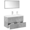 Set muebles de baño 2 piezas madera contrachapada gris hormigón 1