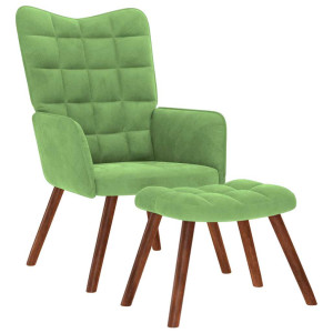 Sillón de relax con reposapiés terciopelo verde claro H