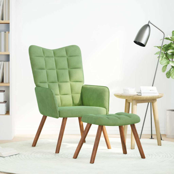 Sillón de relax con reposapiés terciopelo verde claro M 3