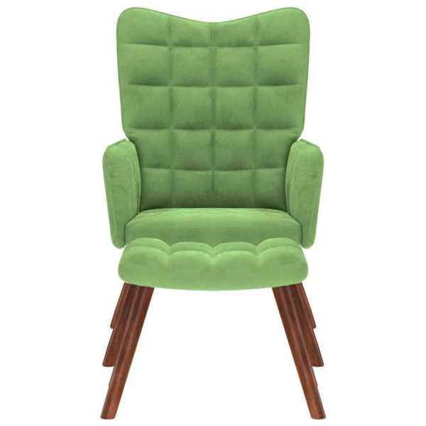 Sillón de relax con reposapiés terciopelo verde claro M 4