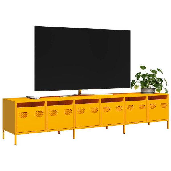 Mueble TV acero laminado en frío amarillo mostaza 202x39x43.5cm D