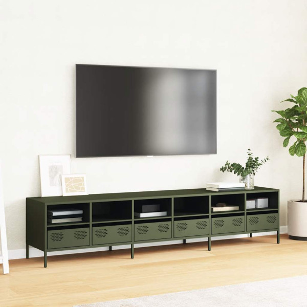 Móvel de TV 202x39x43.5 cm aço laminado a frio verde-azeitona M 3