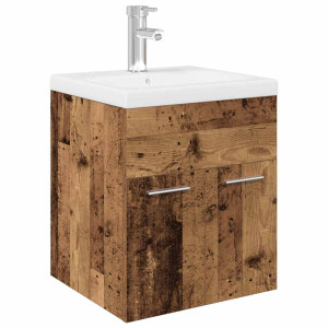 Mueble fregadero con lavabo y grifo empotrados madera vieja H