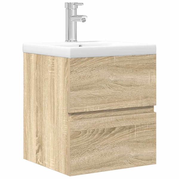 Set de muebles de baño 2 pzas madera contrachapada roble Sonoma M 2