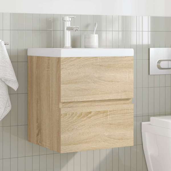 Set de muebles de baño 2 pzas madera contrachapada roble Sonoma M 3