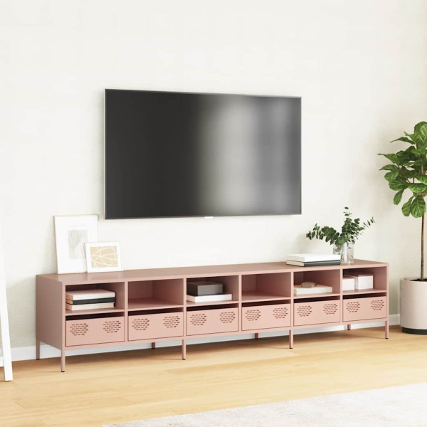 Mueble para TV acero laminado en frío rosa 202x39x43.5 cm M 3