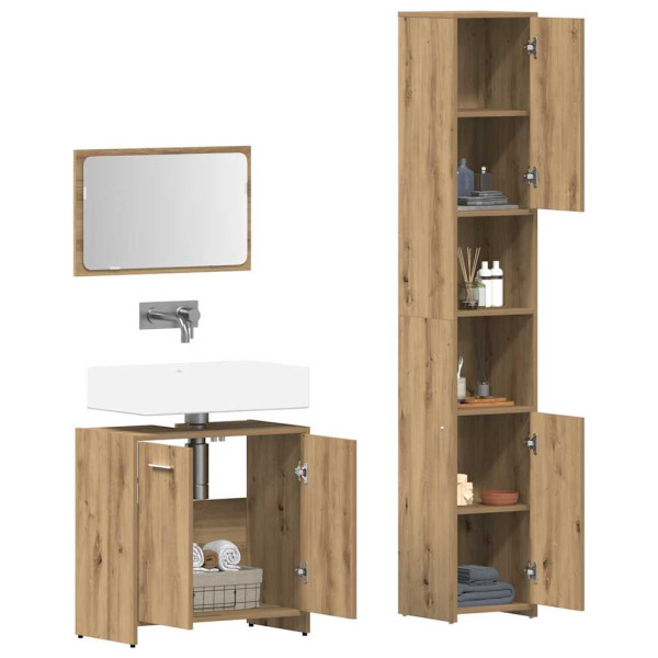 Juego de muebles baño 3 piezas madera ingeniería roble artisan M 3
