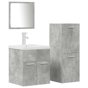 Juego muebles de baño 4 pzas madera contrachapada gris hormigón H