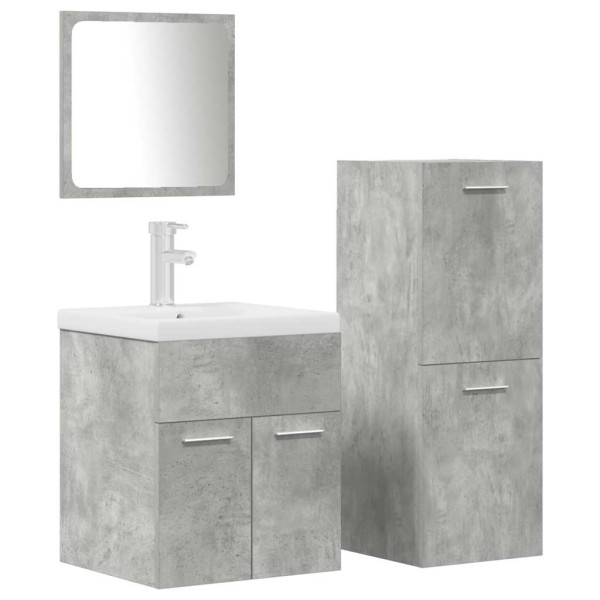 Juego muebles de baño 4 pzas madera contrachapada gris hormigón M 2