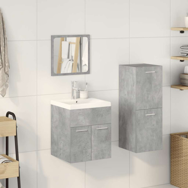 Juego muebles de baño 4 pzas madera contrachapada gris hormigón M 3