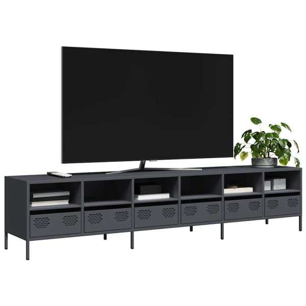 Mueble de TV acero laminado en frío antracita 202x39x43.5 cm D