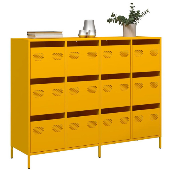 Aparador acero laminado en frío amarillo mostaza 135x39x103.5cm D
