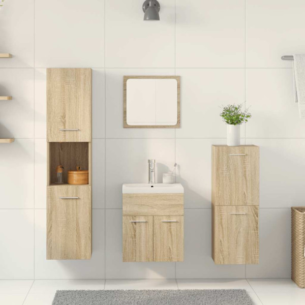 Juego de muebles de baño 5 pzas madera ingeniería roble Sonoma M 3