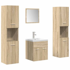 Juego de muebles de baño 5 pzas madera ingeniería roble Sonoma H