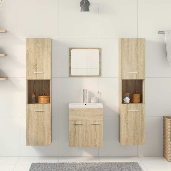 Juego de muebles de baño 5 pzas madera ingeniería roble Sonoma M 3