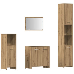 Juego de muebles baño 4 piezas madera ingeniería roble artisan H
