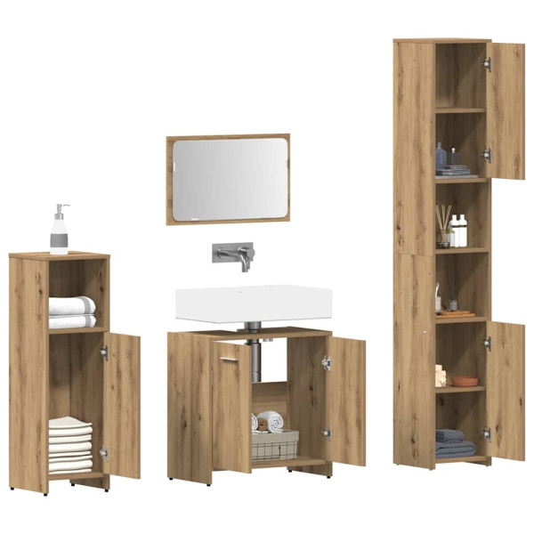 Juego de muebles baño 4 piezas madera ingeniería roble artisan M 3