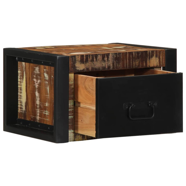 Mesilla de noche multicolor 40x35x25 cm madera maciza reciclada M 2