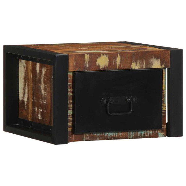 Mesa de cabeceira multicor 40x35x25cm madeira maciça recuperada M 4