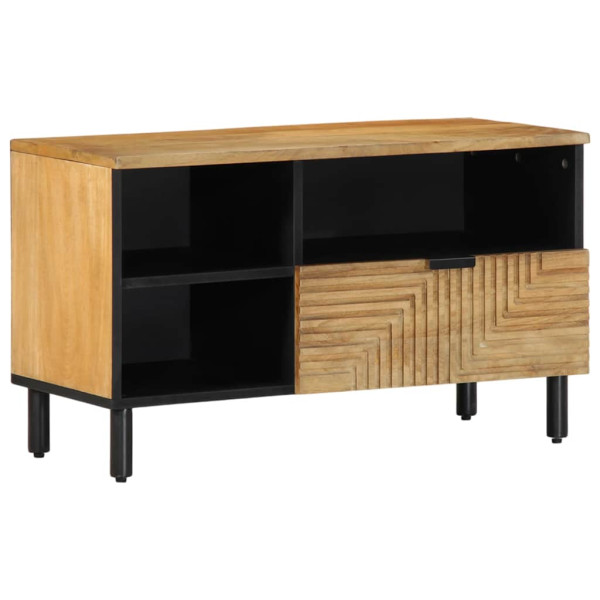 Mueble de TV madera maciza de mango marrón 80x33x46 cm D