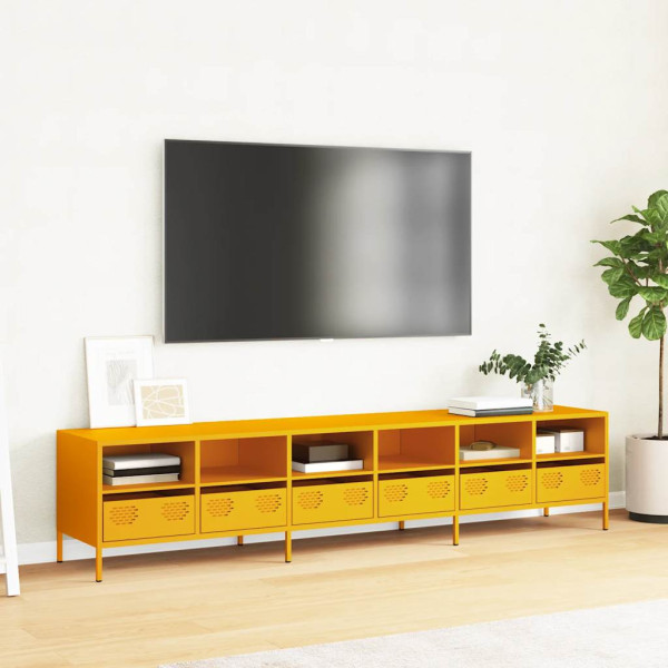 Mueble TV acero laminado en frío amarillo mostaza 202x39x43.5cm M 3