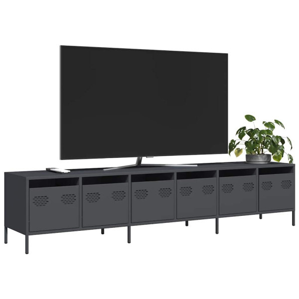 Mueble de TV acero laminado en frío antracita 202x39x43.5 cm D
