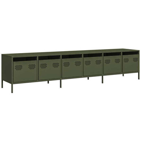 Mueble TV acero laminado en frío verde oliva 202x39x43.5 cm M 2