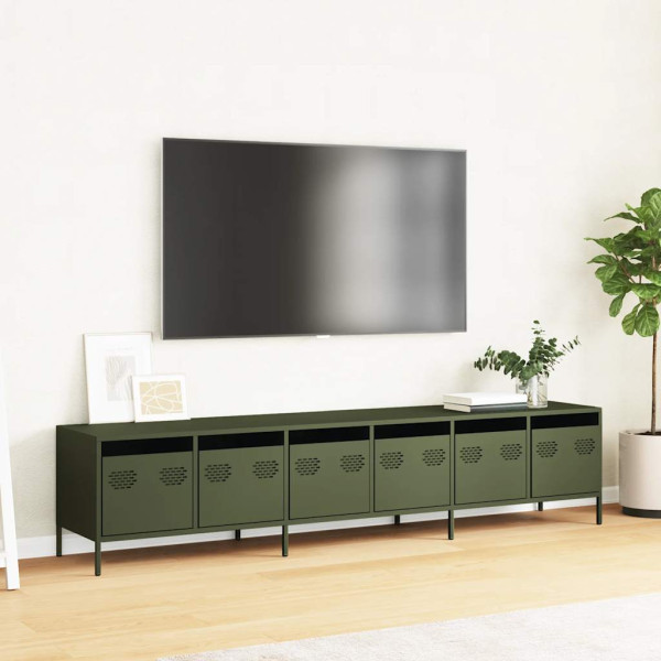 Móvel de TV 202x39x43.5 cm aço laminado a frio verde-azeitona M 3