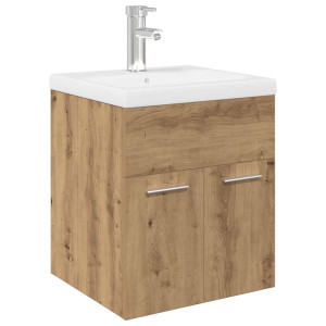 Mueble para lavabo con lavabo integrado y grifo roble artesanal H