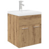 Mueble para lavabo con lavabo integrado y grifo roble artesanal 2