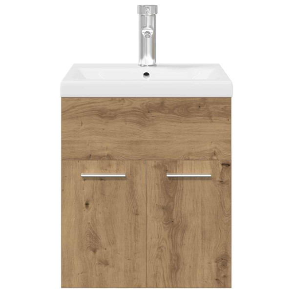 Mueble para lavabo con lavabo integrado y grifo roble artesanal M 5