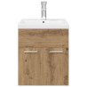 Mueble para lavabo con lavabo integrado y grifo roble artesanal 5