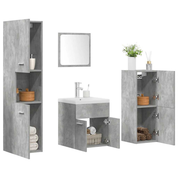 Set muebles de baño 5 piezas madera ingeniería gris hormigón D