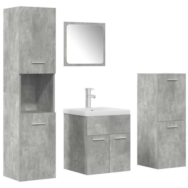 Set muebles de baño 5 piezas madera ingeniería gris hormigón M 2