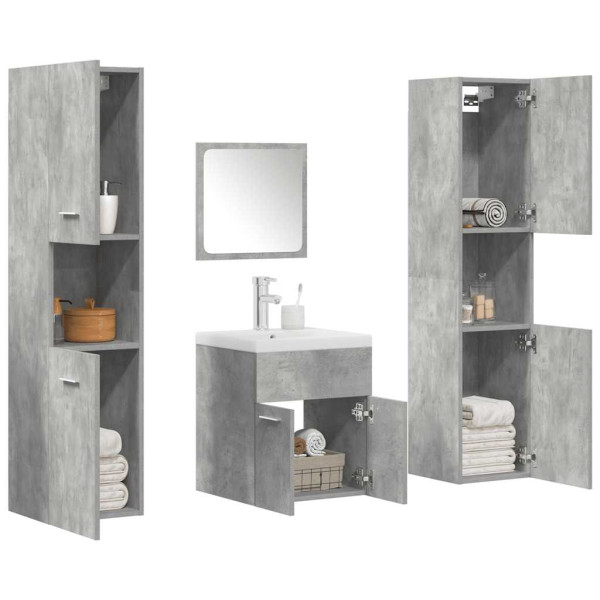 Set muebles de baño 5 piezas madera ingeniería gris hormigón D