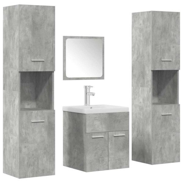 Set muebles de baño 5 piezas madera ingeniería gris hormigón M 2