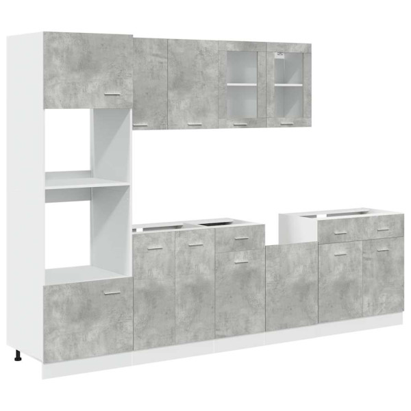Set muebles de baño 7 piezas madera contrachapada gris hormigón M 2