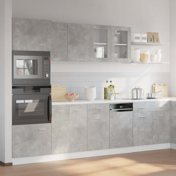 Set muebles de baño 7 piezas madera contrachapada gris hormigón M 3