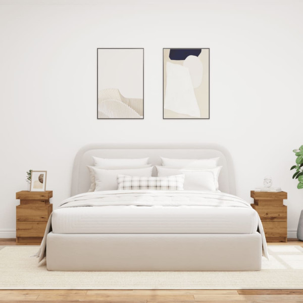 Mesitas noche con LED 2 uds madera roble artisian 35x39x55 cm M 4